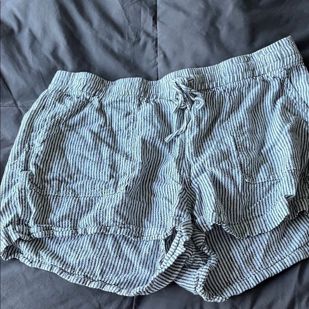 J. Crew Blue and White Striped High Waist Shorts